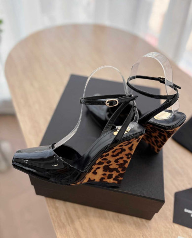 Saint Laurent Square Toe Wedge Sandals