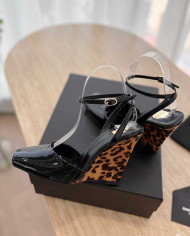 Saint Laurent Square Toe Wedge Sandals