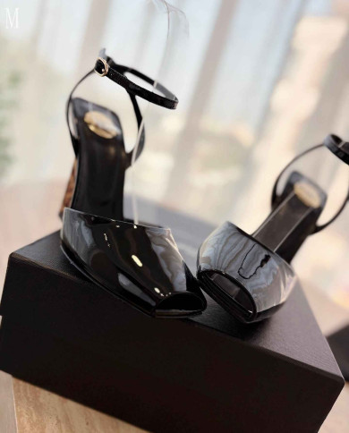 Saint Laurent Square Toe Wedge Sandals