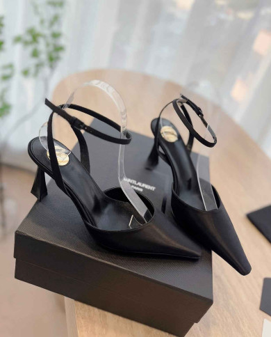 Saint Laurent Pointed Toe Ankle Strap High Heels