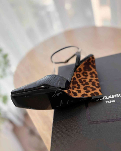 Saint Laurent Square Toe Wedge Sandals