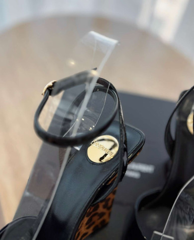 Saint Laurent Square Toe Wedge Sandals