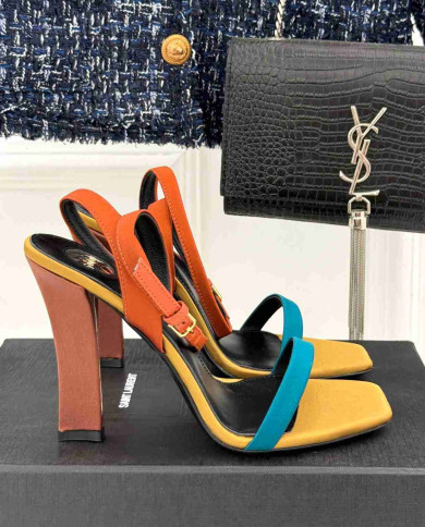 Saint Laurent Square Toe Ankle Strap Sandals