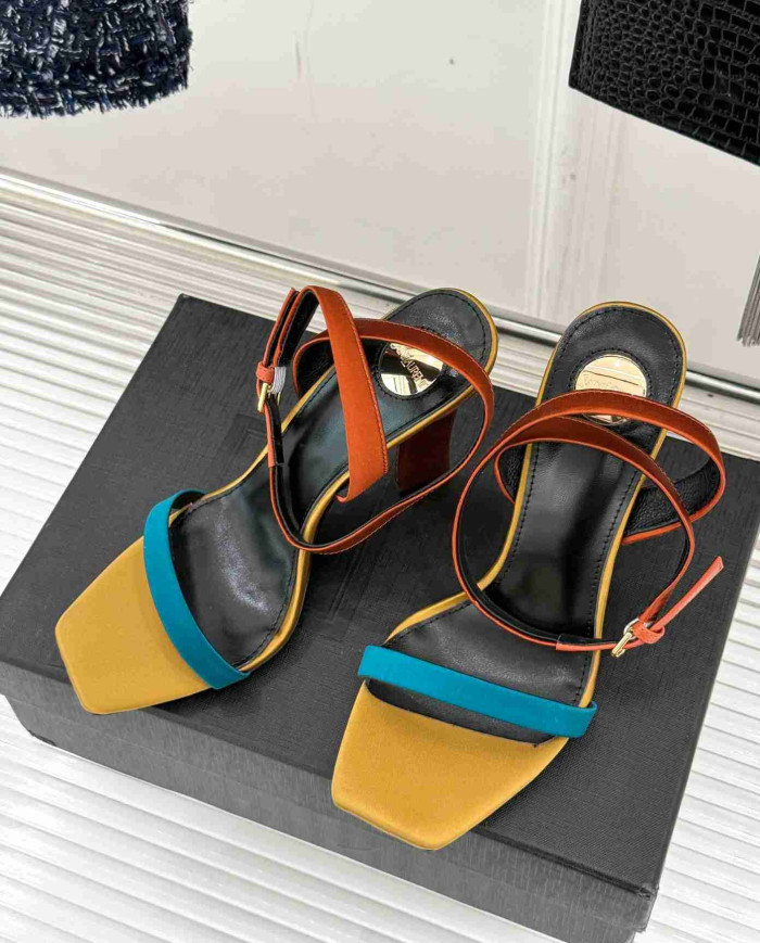 Saint Laurent Square Toe Ankle Strap Sandals