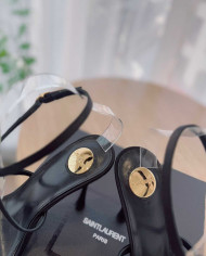 Saint Laurent Rhinestone Square Toe High Heel Sandals