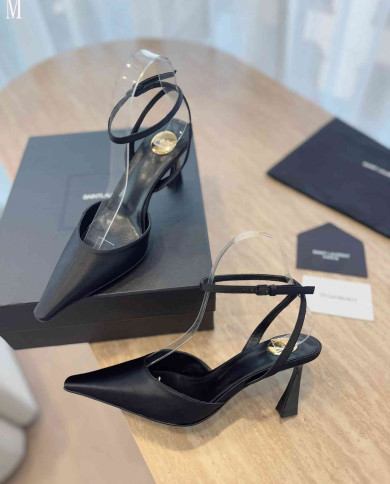 Saint Laurent Pointed Toe Ankle Strap High Heels