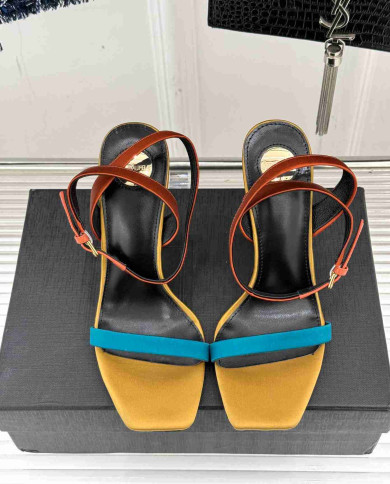 Saint Laurent Square Toe Ankle Strap Sandals