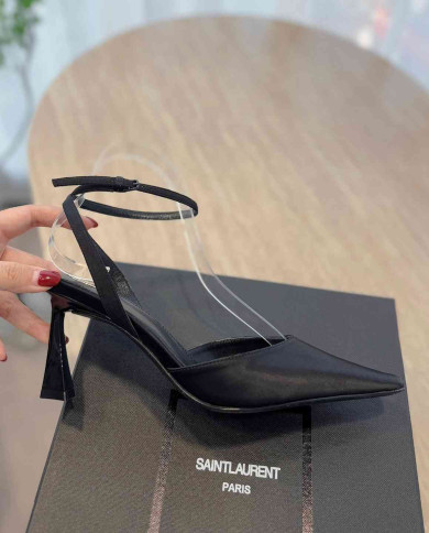 Saint Laurent Pointed Toe Ankle Strap High Heels
