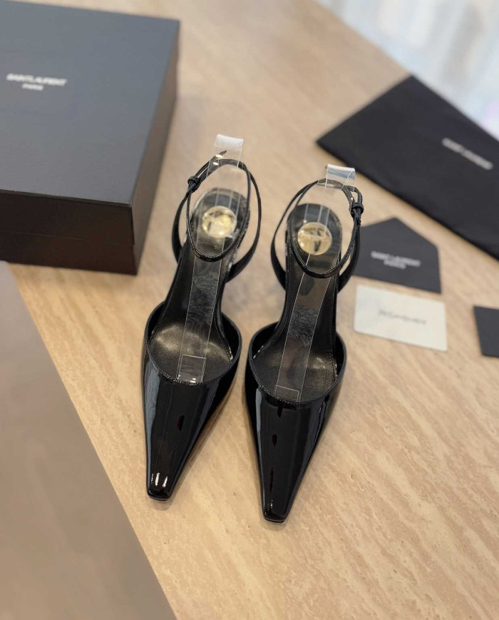 Saint Laurent Pointed Toe Ankle Strap High Heels