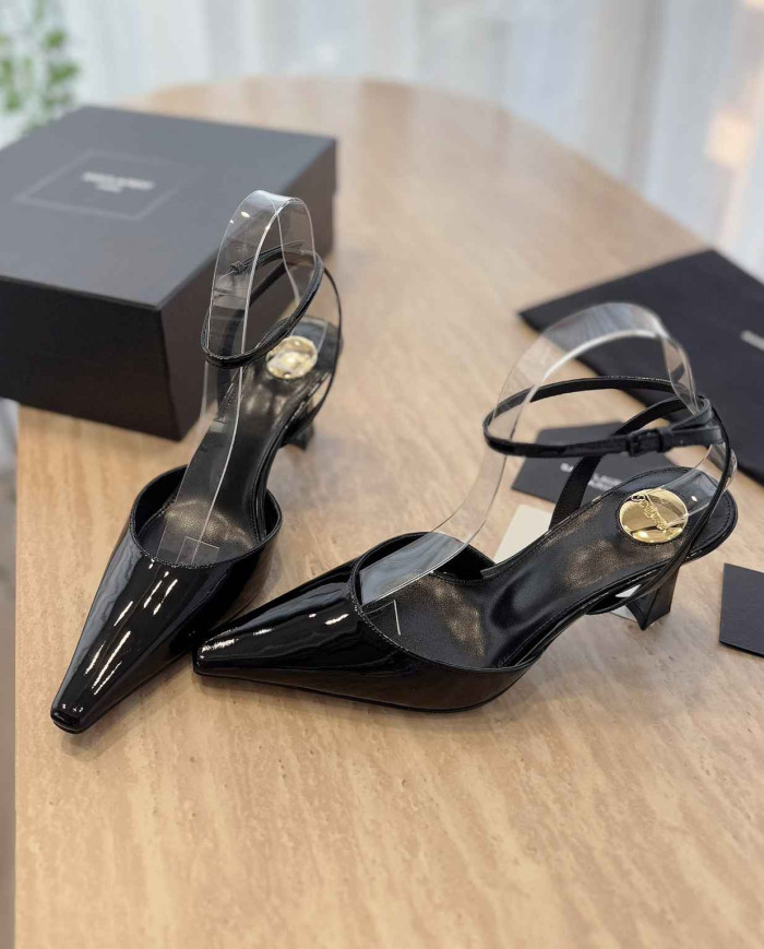 Saint Laurent Pointed Toe Ankle Strap High Heels