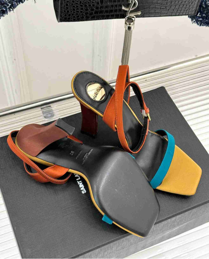 Saint Laurent Square Toe Ankle Strap Sandals