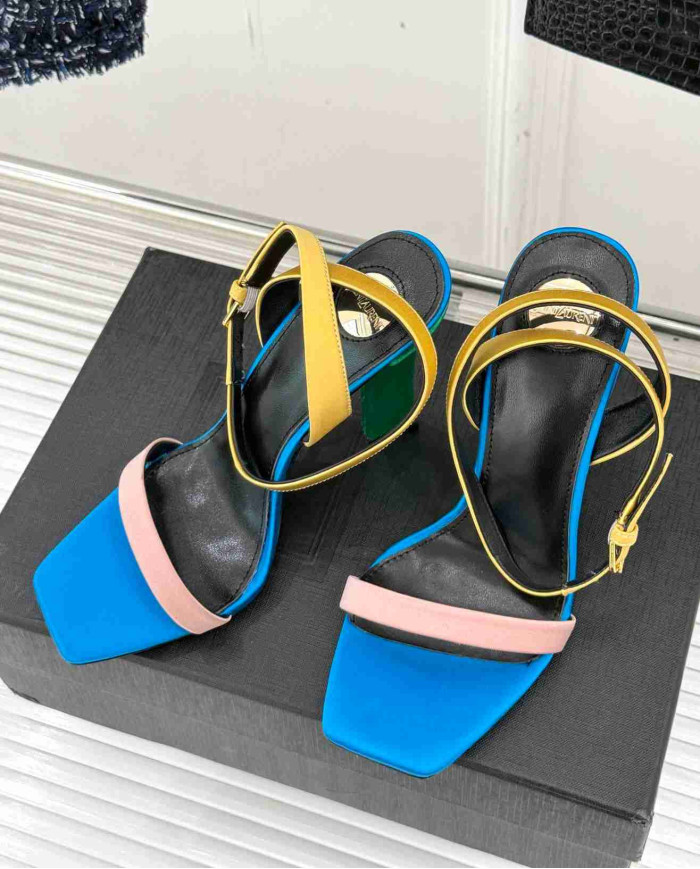 Saint Laurent Square Toe Ankle Strap Sandals