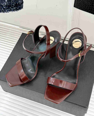 Saint Laurent Square Toe Ankle Strap High Heel Sandals