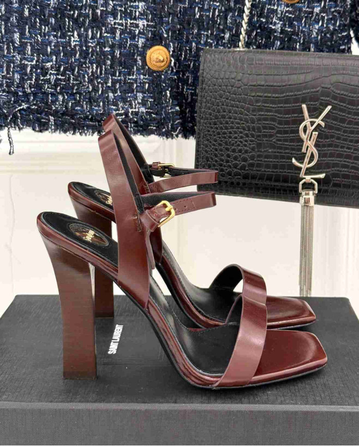 Saint Laurent Square Toe Ankle Strap High Heel Sandals