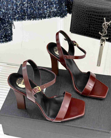 Saint Laurent Square Toe Ankle Strap High Heel Sandals