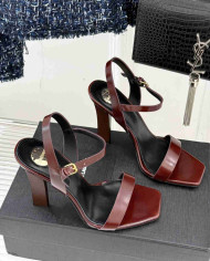 Saint Laurent Square Toe Ankle Strap High Heel Sandals