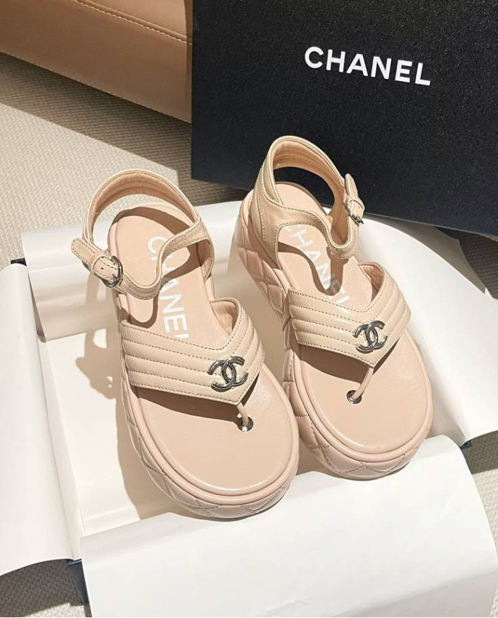 Chanel Classic Quilted Platform Thong Sandals