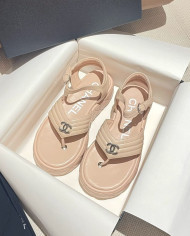 Chanel Classic Quilted Platform Thong Sandals