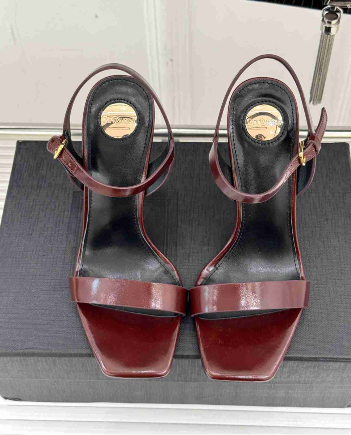 Saint Laurent Square Toe Ankle Strap High Heel Sandals