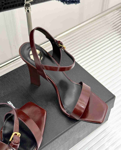 Saint Laurent Square Toe Ankle Strap High Heel Sandals