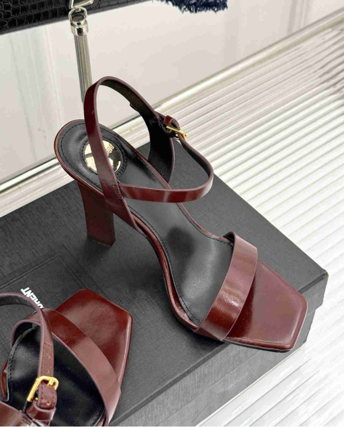 Saint Laurent Square Toe Ankle Strap High Heel Sandals