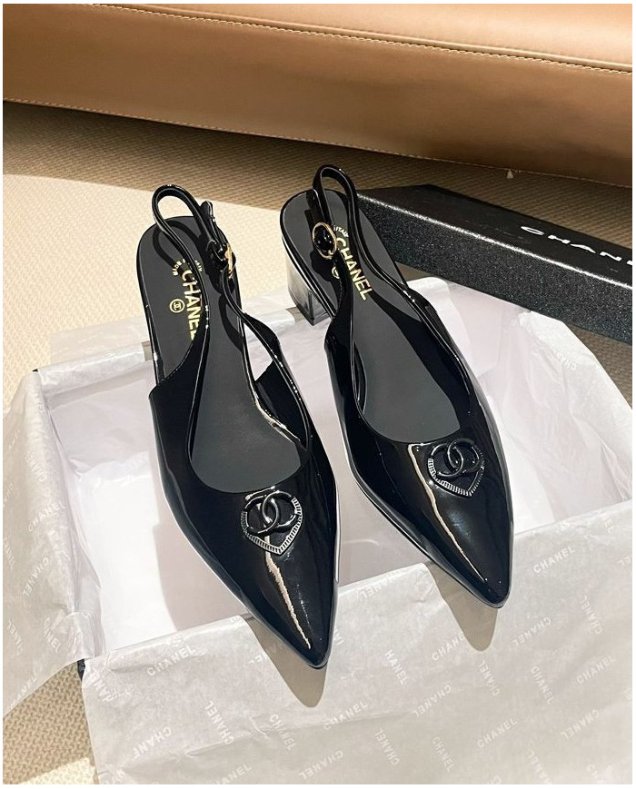 Chanel Classic Logo Pointed Toe Slingback shoes