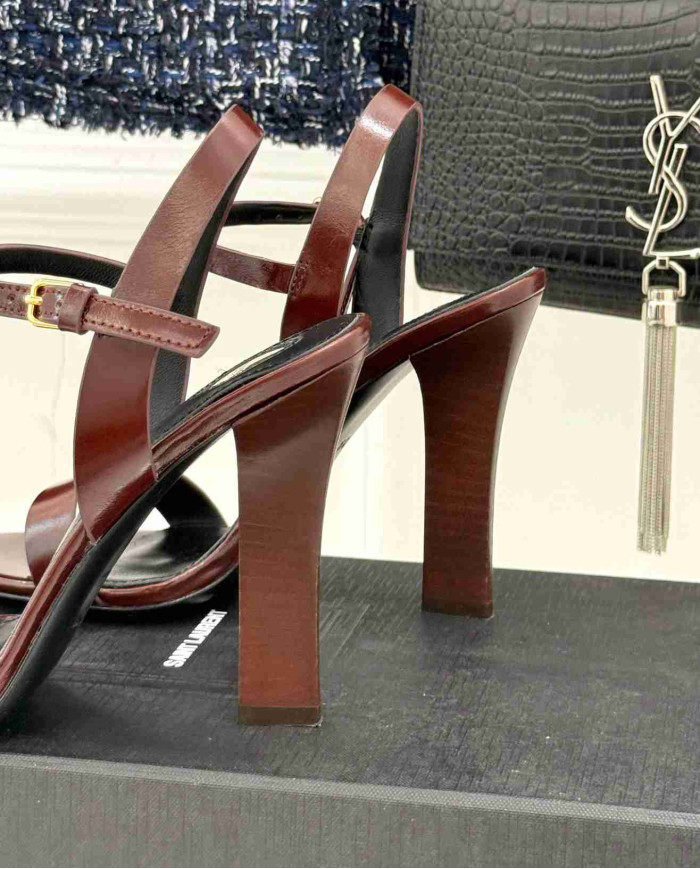 Saint Laurent Square Toe Ankle Strap High Heel Sandals