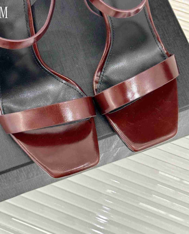 Saint Laurent Square Toe Ankle Strap High Heel Sandals