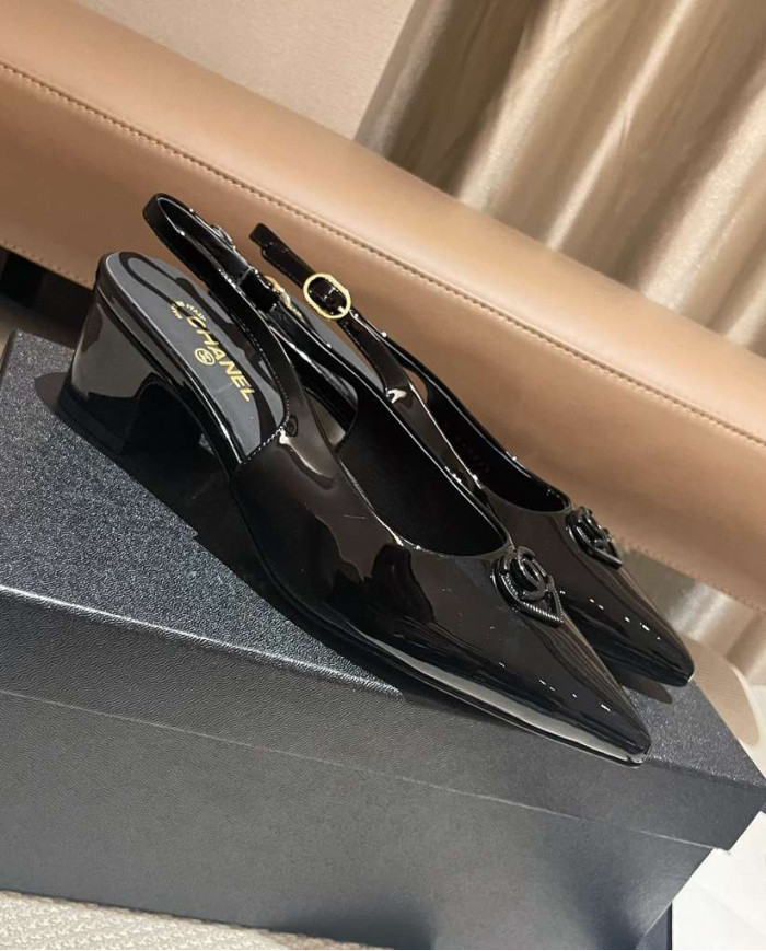 Chanel Classic Logo Pointed Toe Slingback shoes