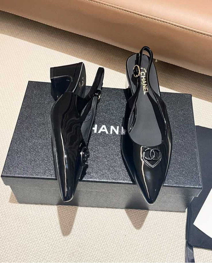 Chanel Classic Logo Pointed Toe Slingback shoes