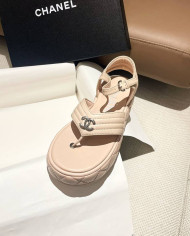 Chanel Classic Quilted Platform Thong Sandals