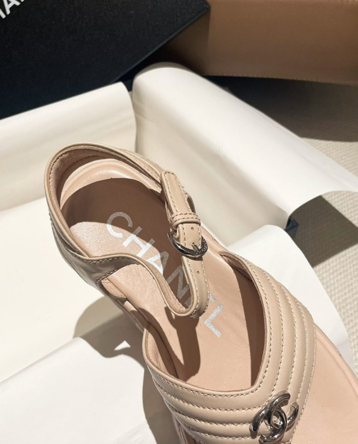 Chanel Classic Quilted Platform Thong Sandals