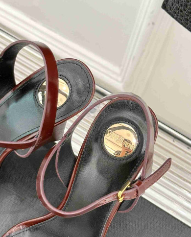 Saint Laurent Square Toe Ankle Strap High Heel Sandals