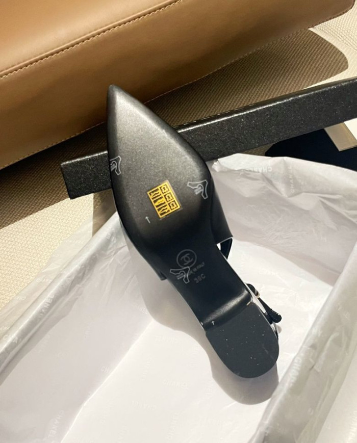 Chanel Classic Logo Pointed Toe Slingback shoes