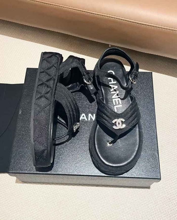 Chanel Classic Quilted Platform Thong Sandals