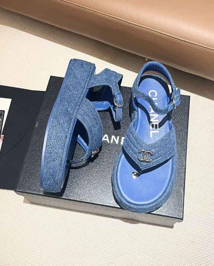 Chanel Classic Quilted Platform Thong Sandals