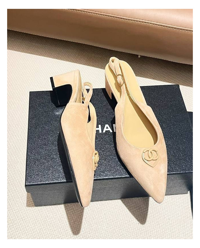 Chanel Classic Logo Pointed Toe Slingback shoes