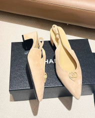 Chanel Classic Logo Pointed Toe Slingback shoes