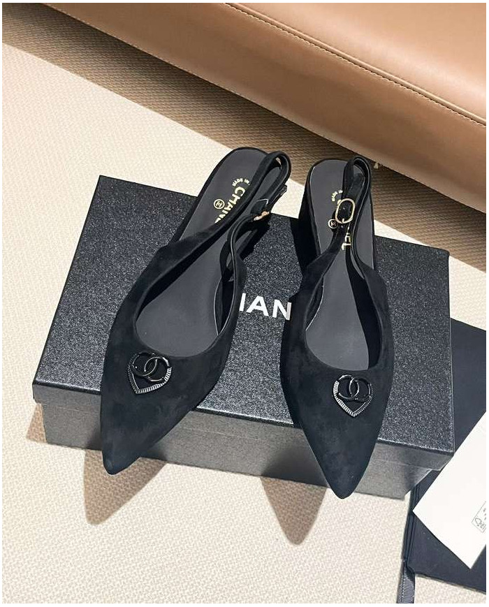 Chanel Classic Logo Pointed Toe Slingback shoes