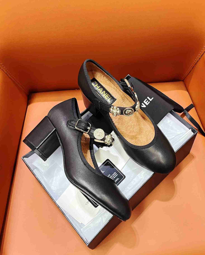 Chanel Classic Mary Jane Block Heel Pumps