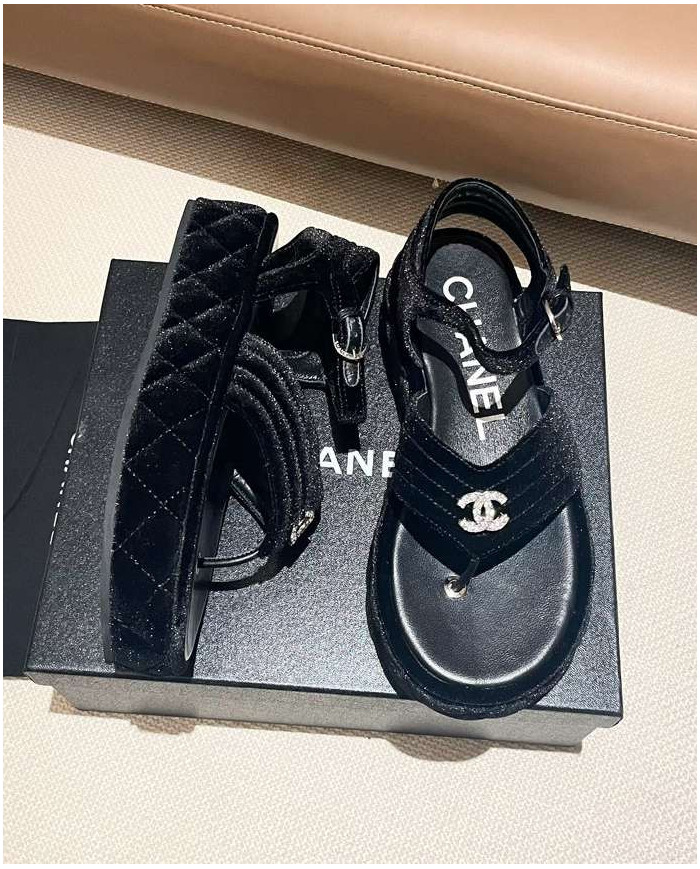Chanel Classic Quilted Platform Thong Sandals