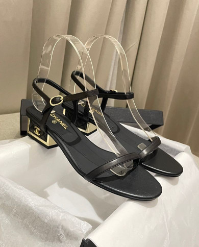 Chanel Women's Open Toe Block Heel Sandals