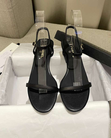 Chanel Women's Open Toe Block Heel Sandals