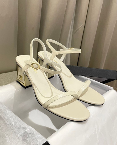Chanel Women's Open Toe Block Heel Sandals