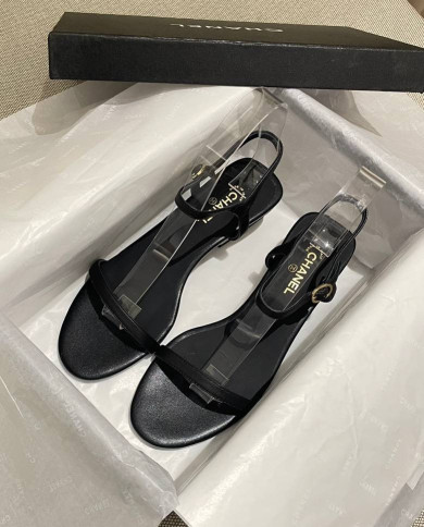 Chanel Women's Open Toe Block Heel Sandals