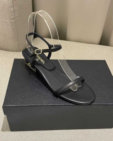 Chanel Women's Open Toe Block Heel Sandals