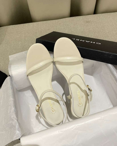 Chanel Women's Open Toe Block Heel Sandals