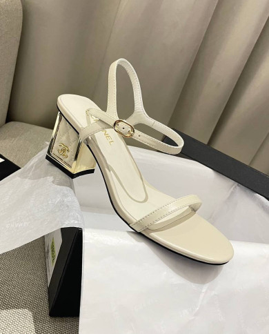 Chanel Women's Open Toe Block Heel Sandals