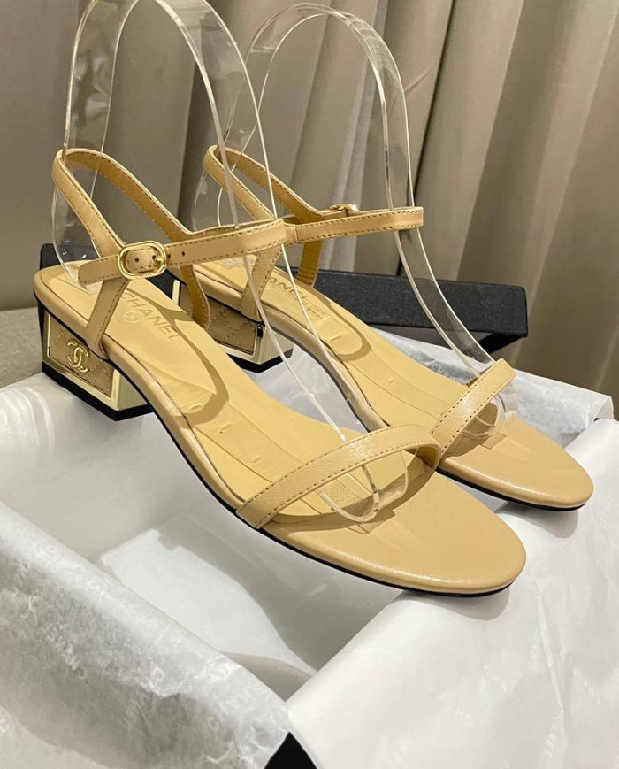 Chanel Women's Open Toe Block Heel Sandals