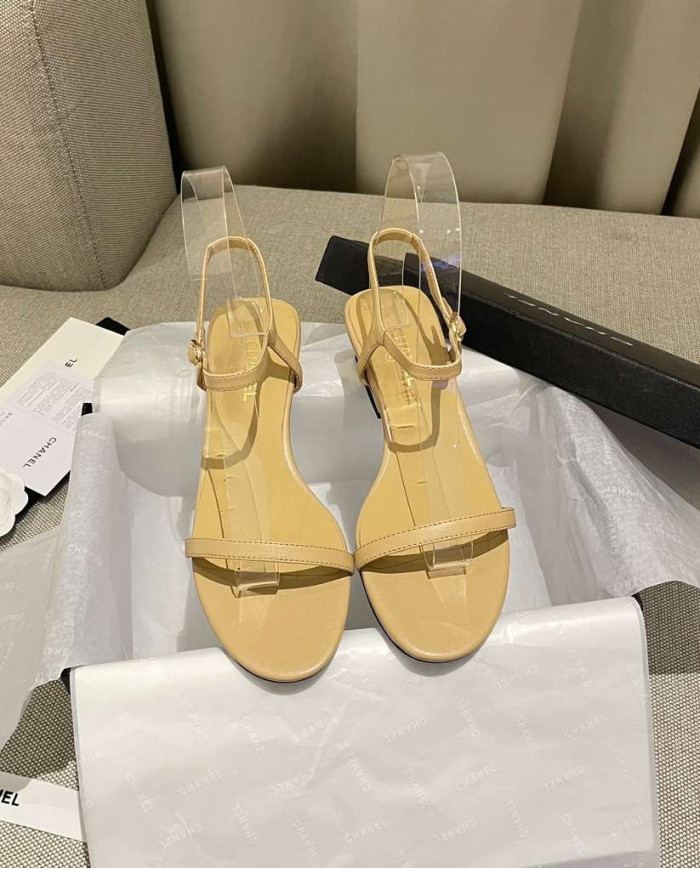 Chanel Women's Open Toe Block Heel Sandals